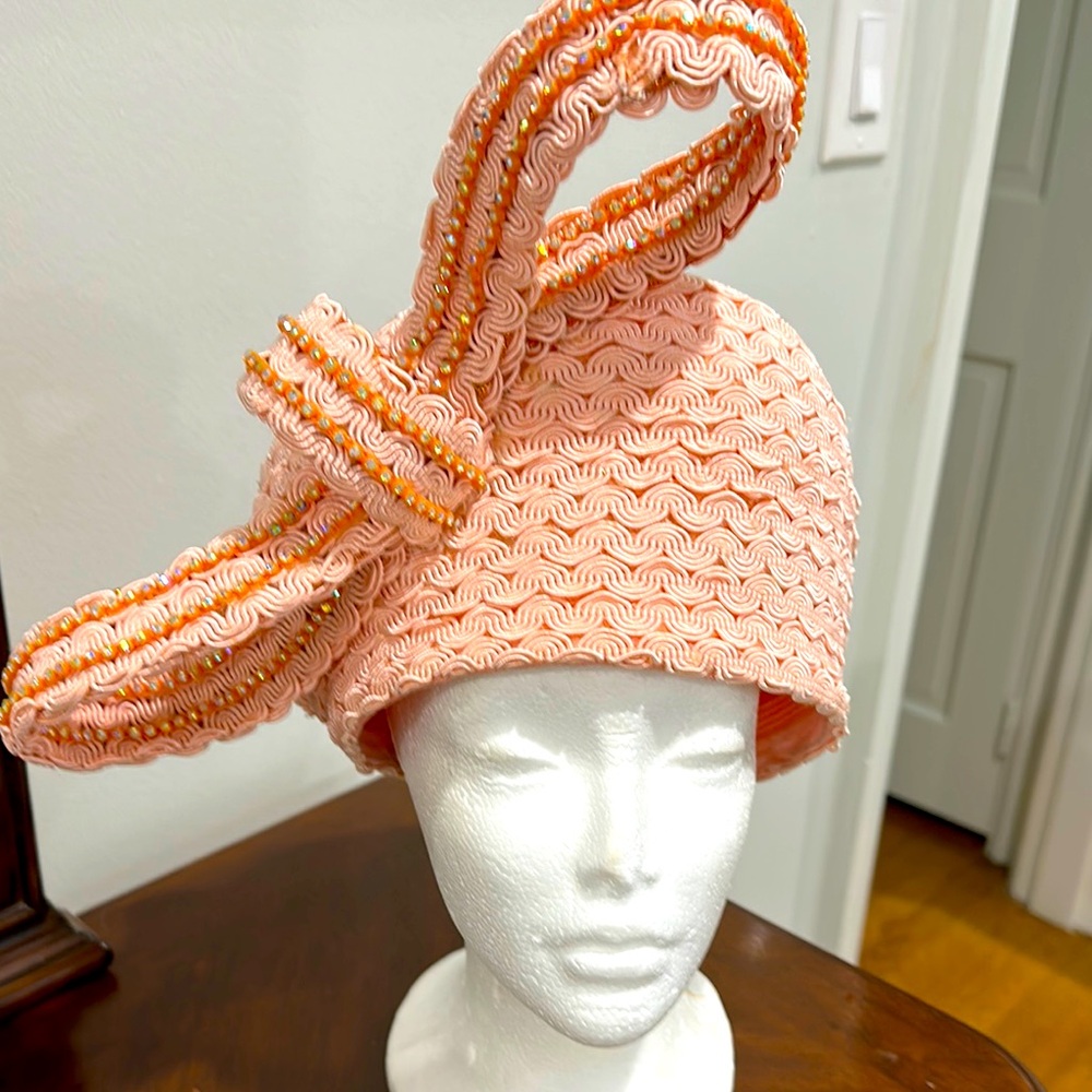Elegant Peach Women's Hat with Bow